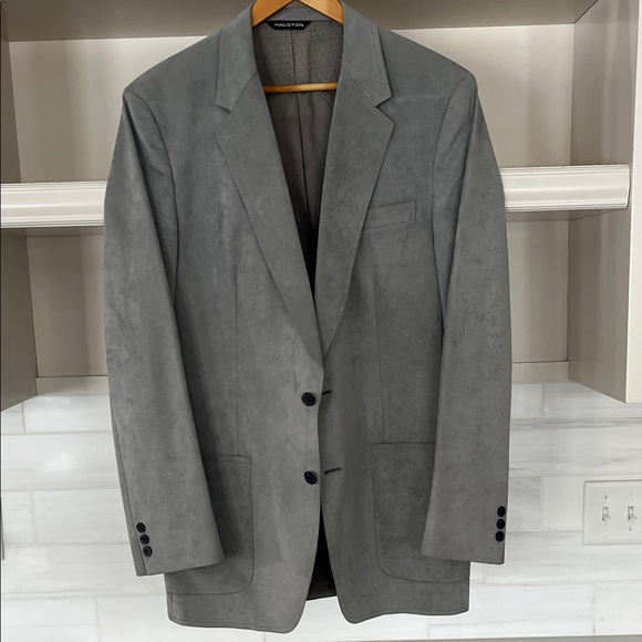 Halston Halsuede Single Breasted Gray Blazer - Picture 2 of 13
